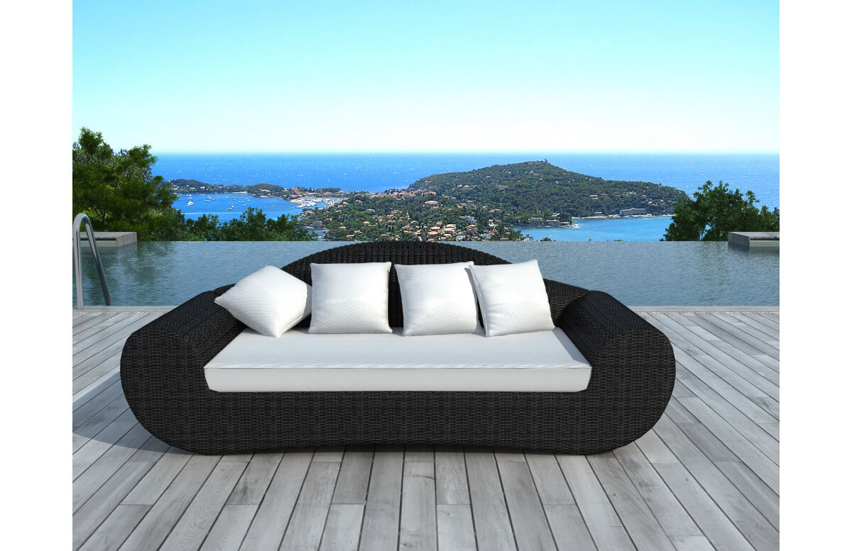 Salon de jardin design bas noir 3 personnes DELORM