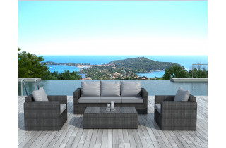 Salon de jardin design bas gris foncé 5 personnes DELORM