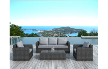 Salon de jardin design bas gris foncé 5 personnes DELORM