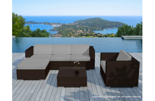 Salon de jardin design bas chocolat 5 personnes DELORM