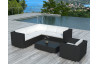 Salon de jardin design bas noir 6 personnes DELORM