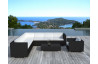 Salon de jardin d'angle modulable design bas noir 8 personnes DELORM