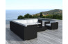 Salon de jardin d'angle modulable design bas noir 8 personnes DELORM