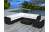 Salon de jardin d'angle modulable design bas noir 8 personnes DELORM