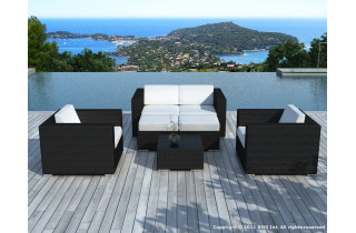 Salon de jardin design bas noir 6 personnes DELORM