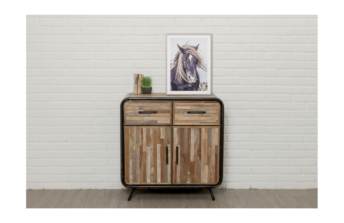 Commode en bois brut recyclé DELORM