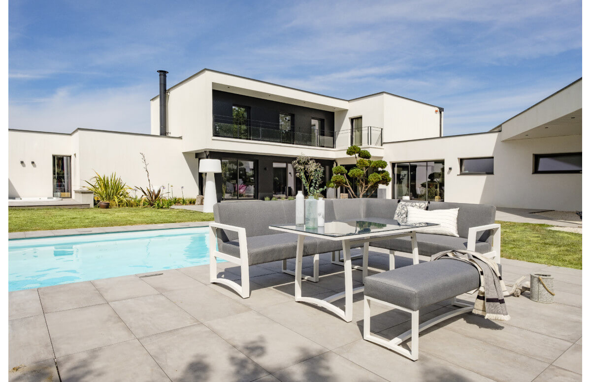 Ensemble table et chaises de jardin en aluminium 6/8 personnes DCB Garden blanc BELIZE Ensemble table et chaises de jardin en aluminium 6/8 personnes DCB Garden blanc BELIZE