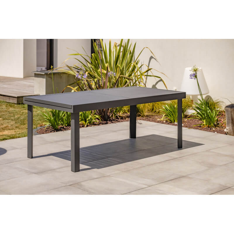 Table extensible de jardin grande taille anthracite noir