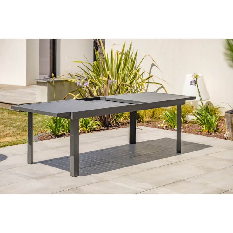 Table de jardin Piazza Graphite extensible 8 places - Aluminium