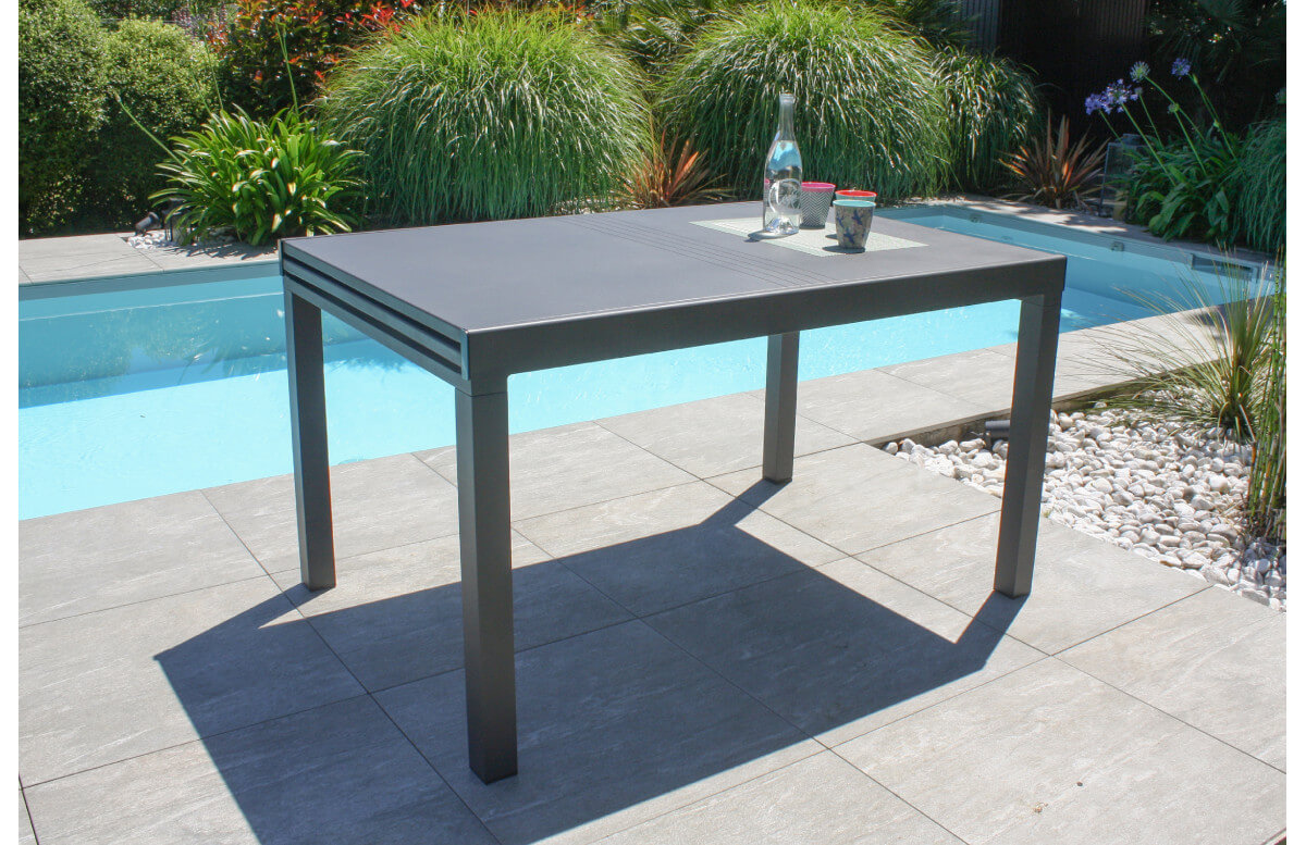 Table de jardin extensible 6/10 personnes GASTON en aluminium Anthracite CITY GARDEN