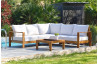 Salon de jardin bas MAJORQUE en aluminium effet bois Marron 5 personnes DCB GARDEN