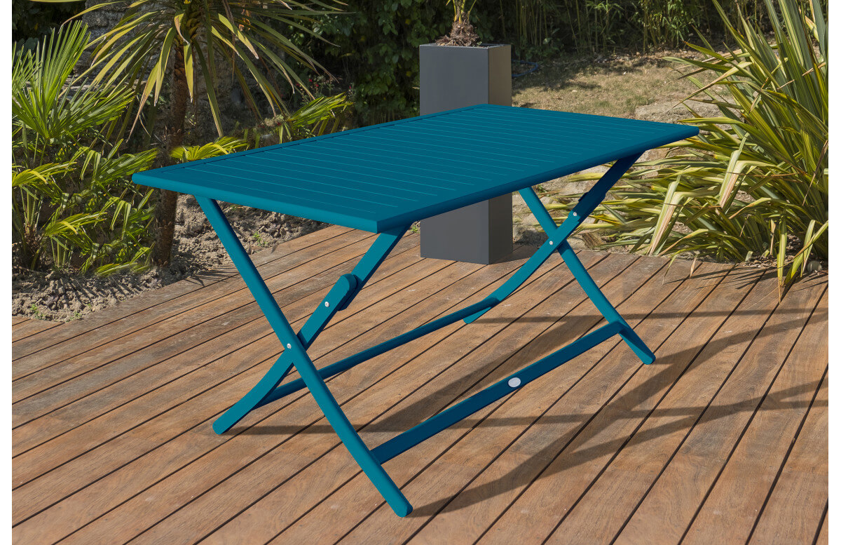 Table salon de jardin pliante pour 4 personnes en aluminium et