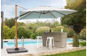 Parasol de jardin déporté inclinable imitation bois SEVILLA 2,5x2,5m en aluminium et toile polyester DCB GARDEN