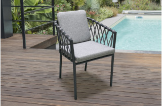 Fauteuil de jardin PILAT en aluminium et corde Anthracite PARIS GARDEN