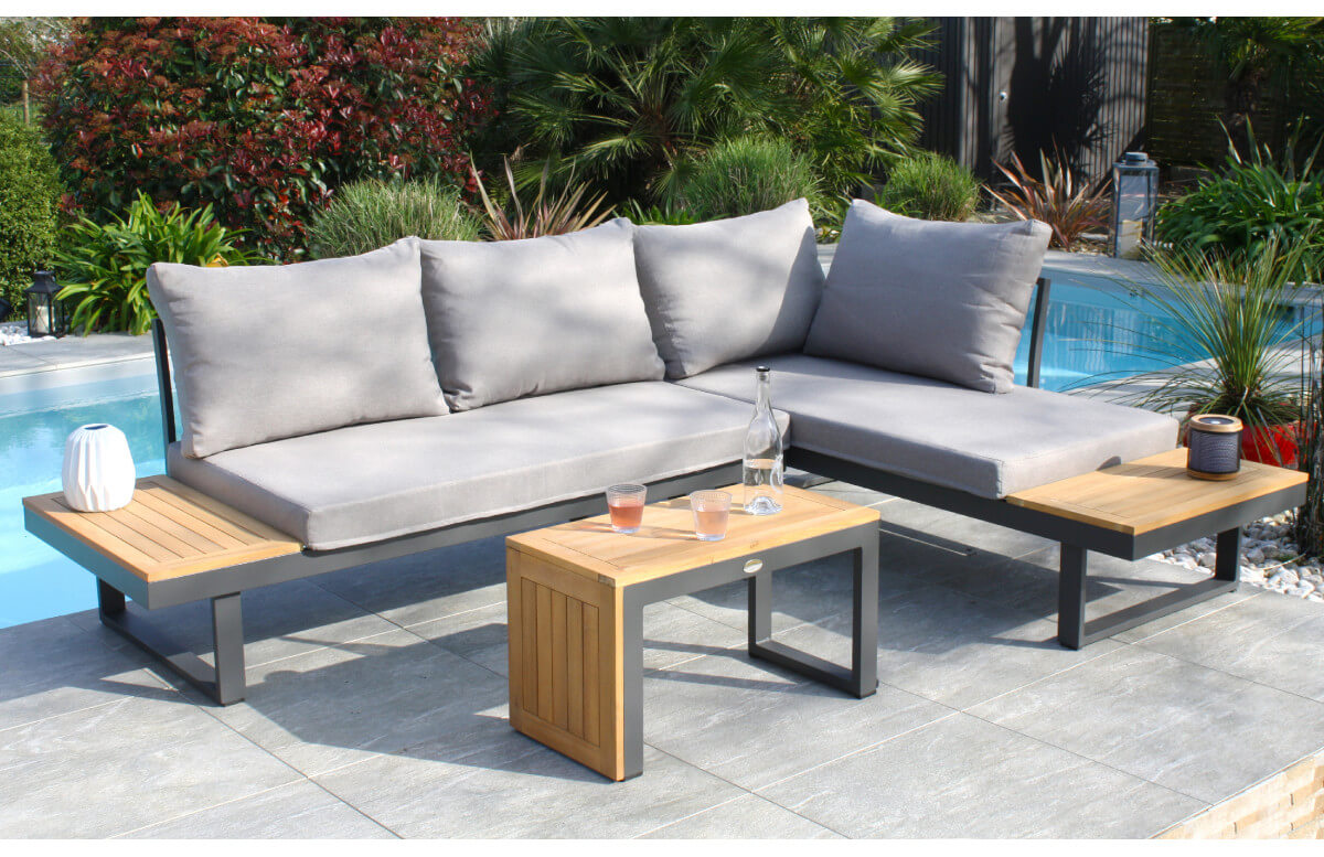 Salon de jardin bas modulable TOKYO en bois d'acacia et aluminium 4 personnes DCB GARDEN Salon de jardin bas modulable TOKYO en bois d'acacia et aluminium 4 personnes DCB GARDEN