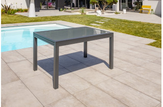 Table salon de jardin extensible en alu/verre pour 8/10 personnes DCB Garden TOLEDE gris anthracite