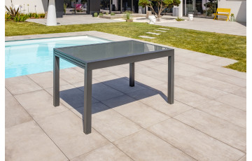 Table salon de jardin extensible en alu/verre pour 8/10 personnes DCB Garden TOLEDE gris anthracite