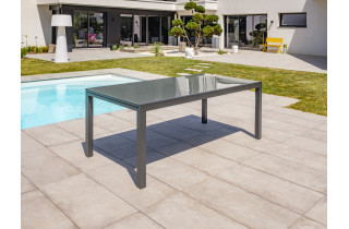 Table salon de jardin extensible en alu/verre pour 12 personnes DCB Garden TOLEDE gris anthracite