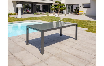 Table salon de jardin extensible en alu/verre pour 12 personnes DCB Garden TOLEDE gris anthracite