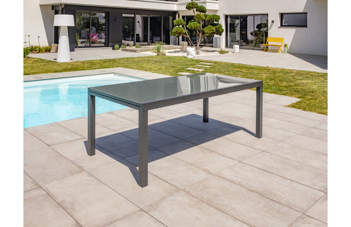 Table salon de jardin extensible en aluminium pour 12 personnes