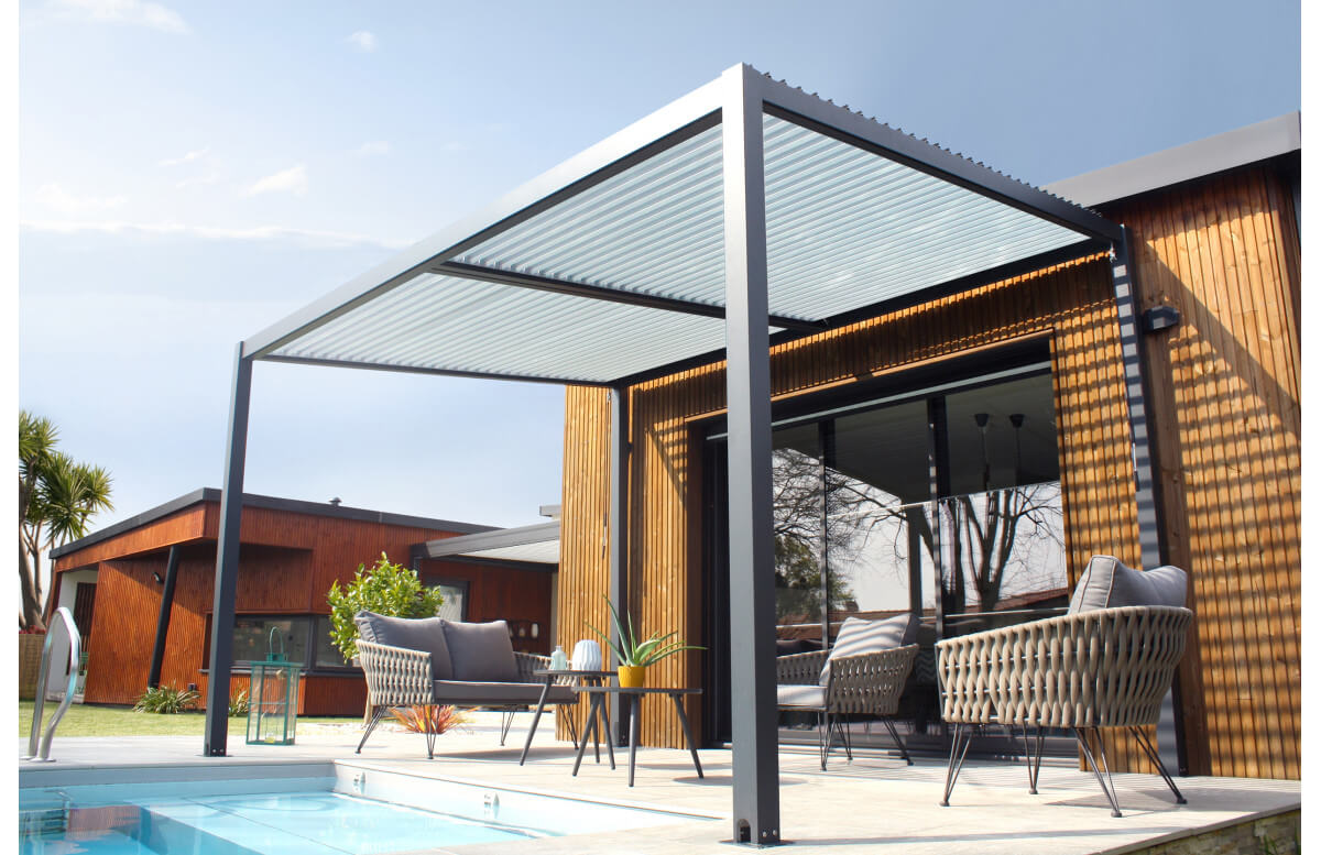 Pergola TRAMONTO bioclimatique en aluminium 4 x 3M à lames orientables DCB GARDEN Pergola TRAMONTO bioclimatique en aluminium 4 x 3M à lames orientables DCB GARDEN