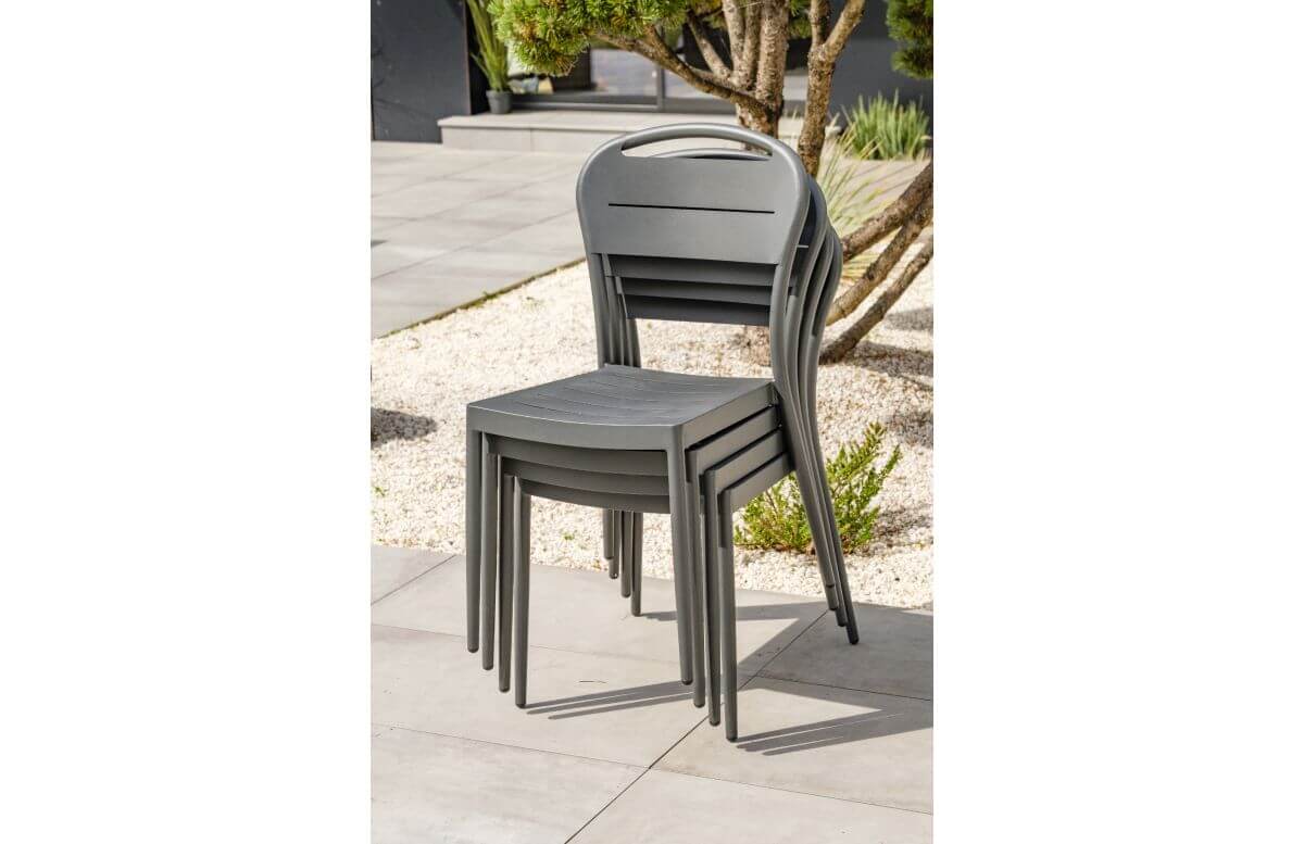 Chaise de jardin empilable MADELIA en aluminium Anthracite CITY GARDEN Chaise de jardin empilable MADELIA en aluminium Anthracite CITY GARDEN