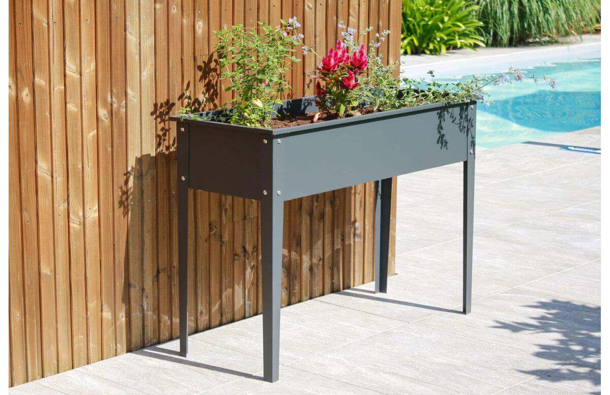 Potager urbain CIPOLLINA 100x30cm Anthracite CITY GARDEN