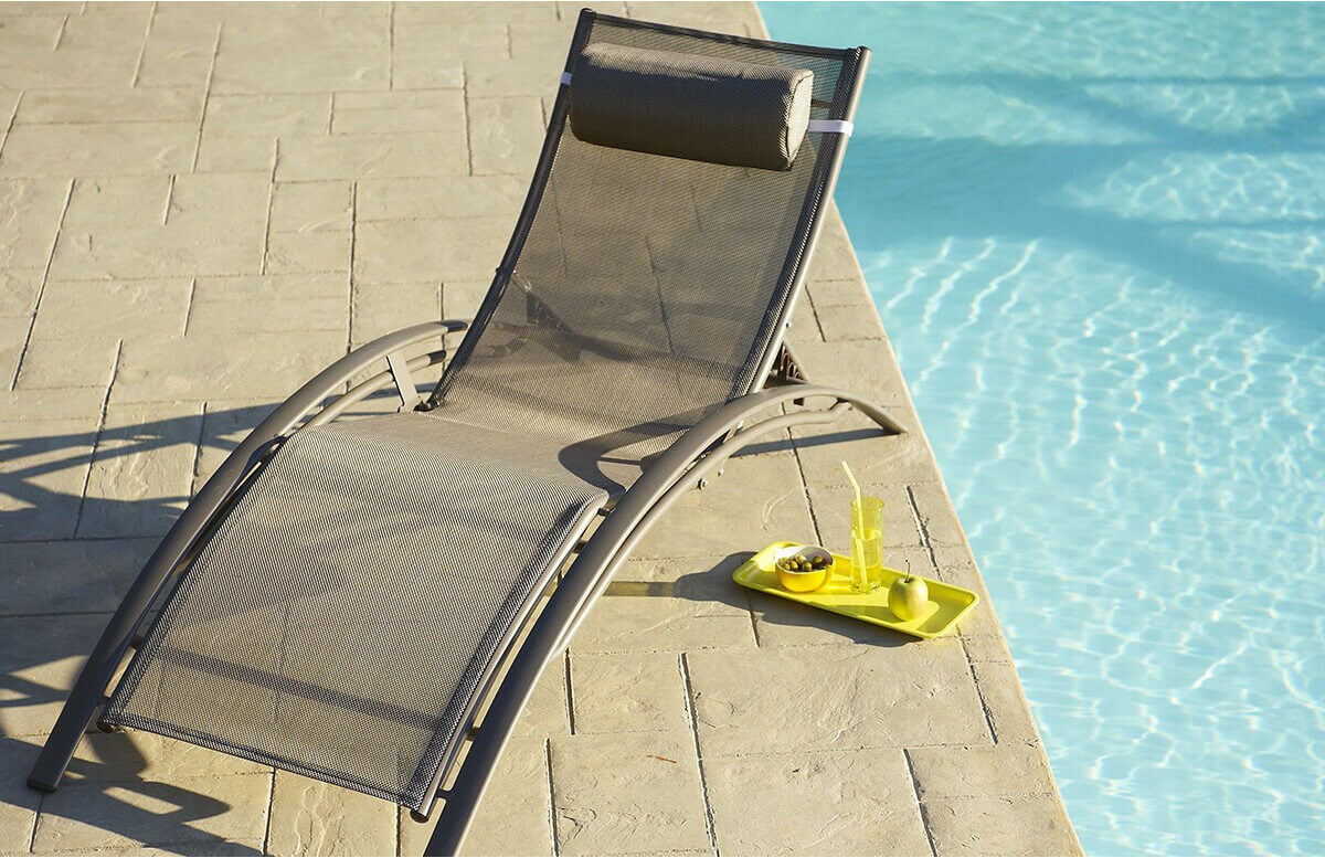 Bain de soleil design en aluminium & textilène 5 positions DCB Garden