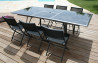 Table de jardin extensible rallonge papillon aluminium et plateau en verre pour 8 personnes DCB Garden