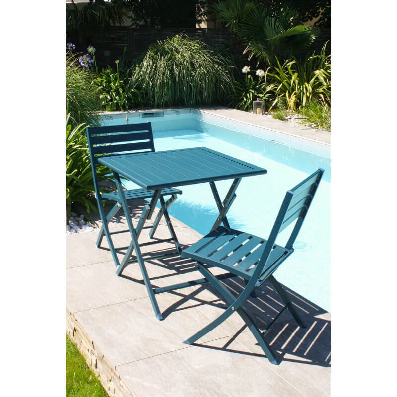 Ensemble table et fauteuils de jardin en aluminium 2 personnes