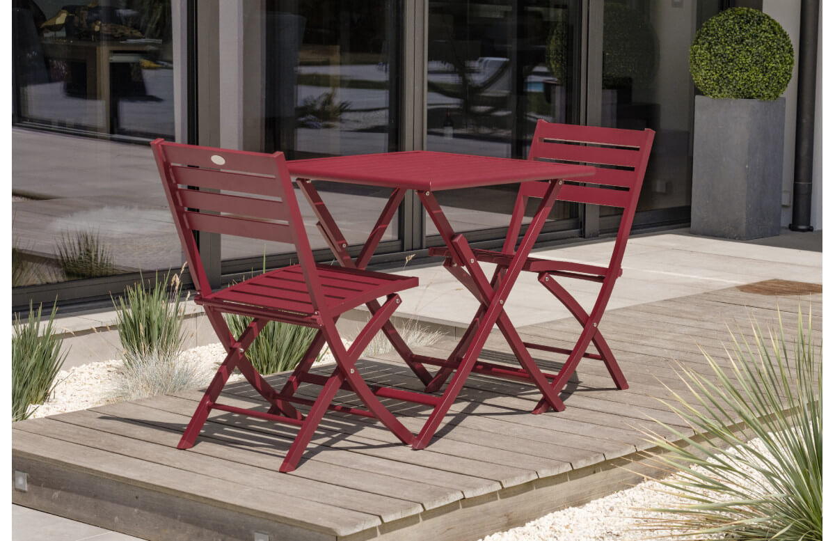 Ensemble table et chaises de jardin en aluminium 2 personnes Marius CITY GARDEN