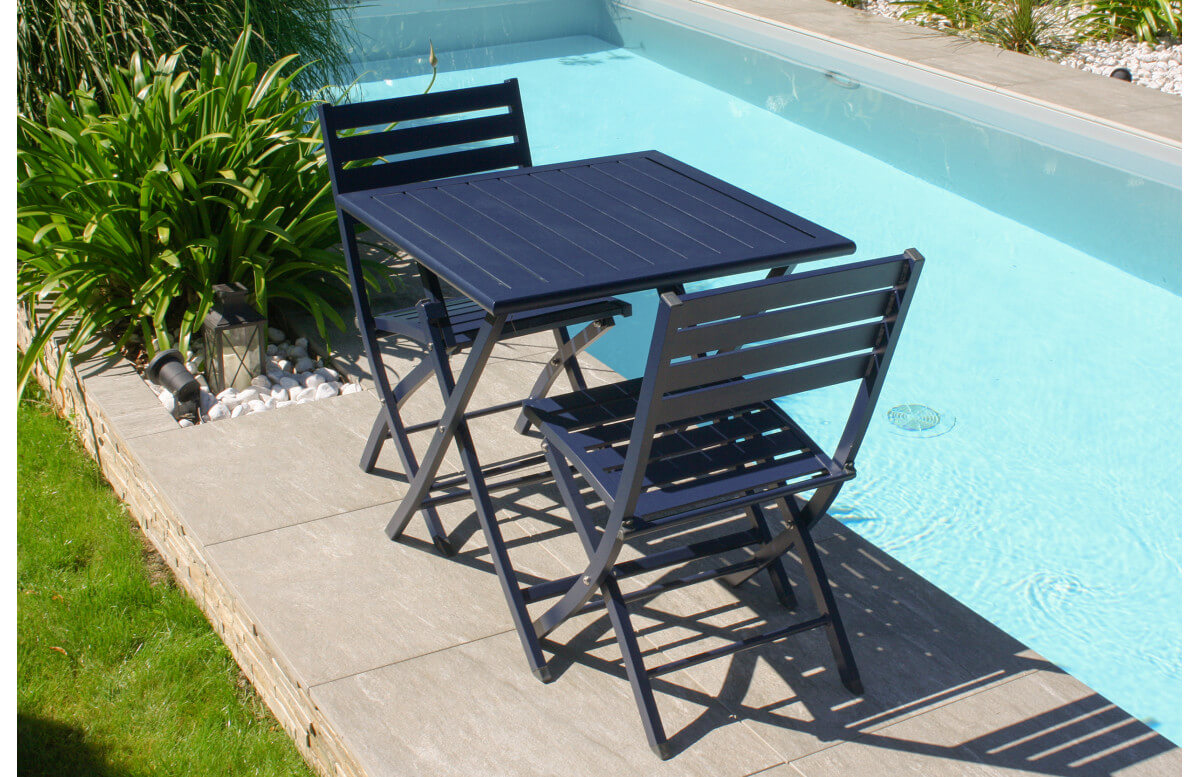 Ensemble table et chaises de jardin en aluminium 2 personnes Marius CITY GARDEN Ensemble table et chaises de jardin en aluminium 2 personnes Marius CITY GARDEN