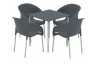 Ensemble table et chaises de jardin RODAS avec pieds en acier laqué et polypropylène 4 personnes EZPELETA