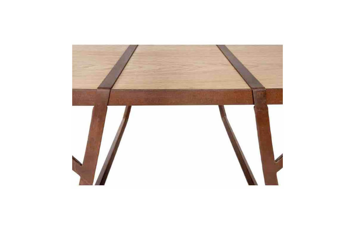 Table de jardin rectangulaire en corten bruni et bois de sapin EQUILIBRI - TrackDesign par Valentina De Carolis