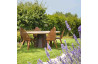 Table de jardin ronde en corten bruni et bois de mélèze brossé à l'eau SPICA - TrackDesign par Alessandra Savio