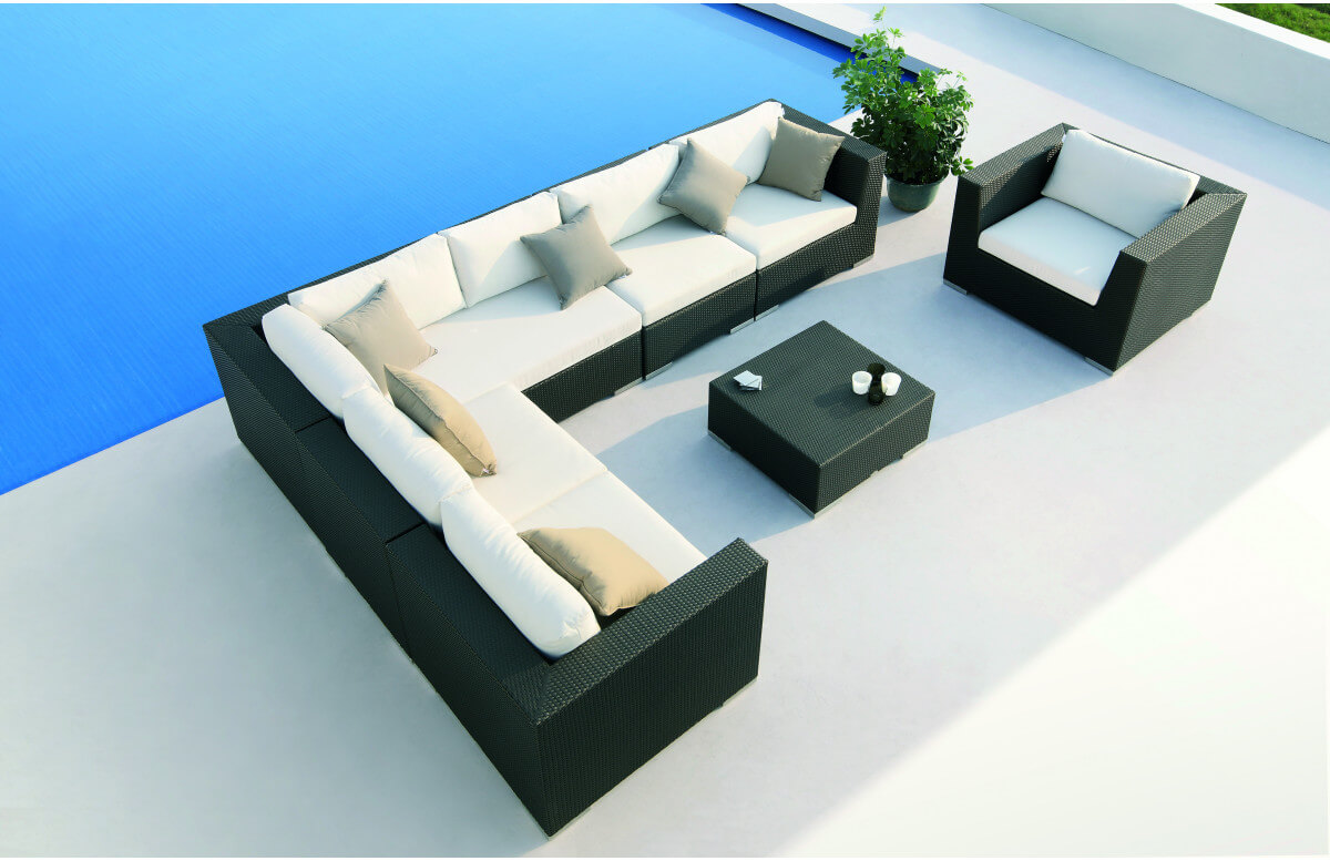 Salon de jardin bas 7 personnes en aluminium marron PULLMAN - Hémisphère Editions Salon de jardin bas 7 personnes en aluminium marron PULLMAN - Hémisphère Editions