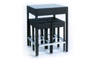 Ensemble haut table et chaises de jardin encastrable 4 personnes en aluminium marron ALTO - Hémisphère Editions