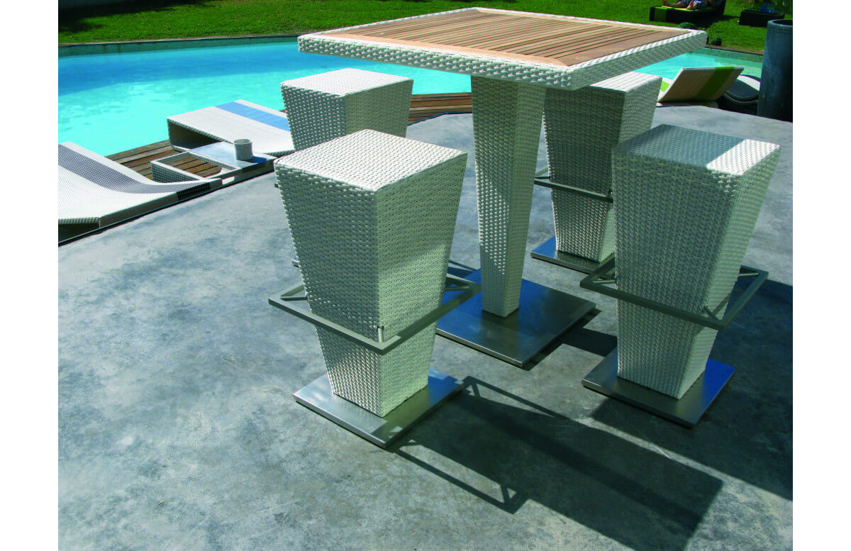 Ensemble haut table et chaises de jardin 4 personnes en aluminium FUSYON - Hémisphère Editions Ensemble haut table et chaises de jardin 4 personnes en aluminium FUSYON - Hémisphère Editions