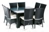 Ensemble table et chaises de jardin rectangulaire 6 personnes en aluminium noir LOUNGE - Hémisphère Editions