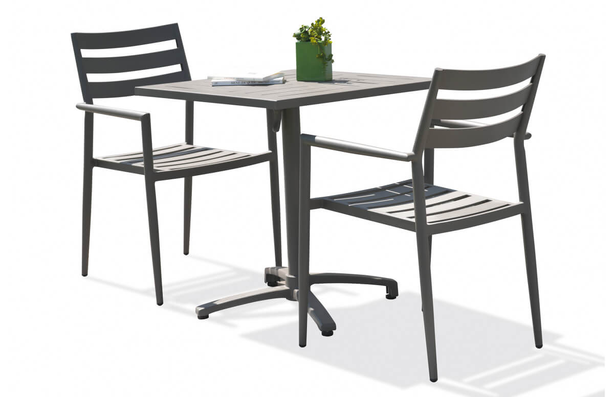 Ensemble table et fauteuils de jardin en aluminium 2 personnes