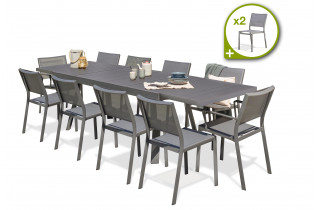Ensemble table et chaises de jardin extensible en aluminium STOCKHOLM Anthracite 12 personnes DCB GARDEN