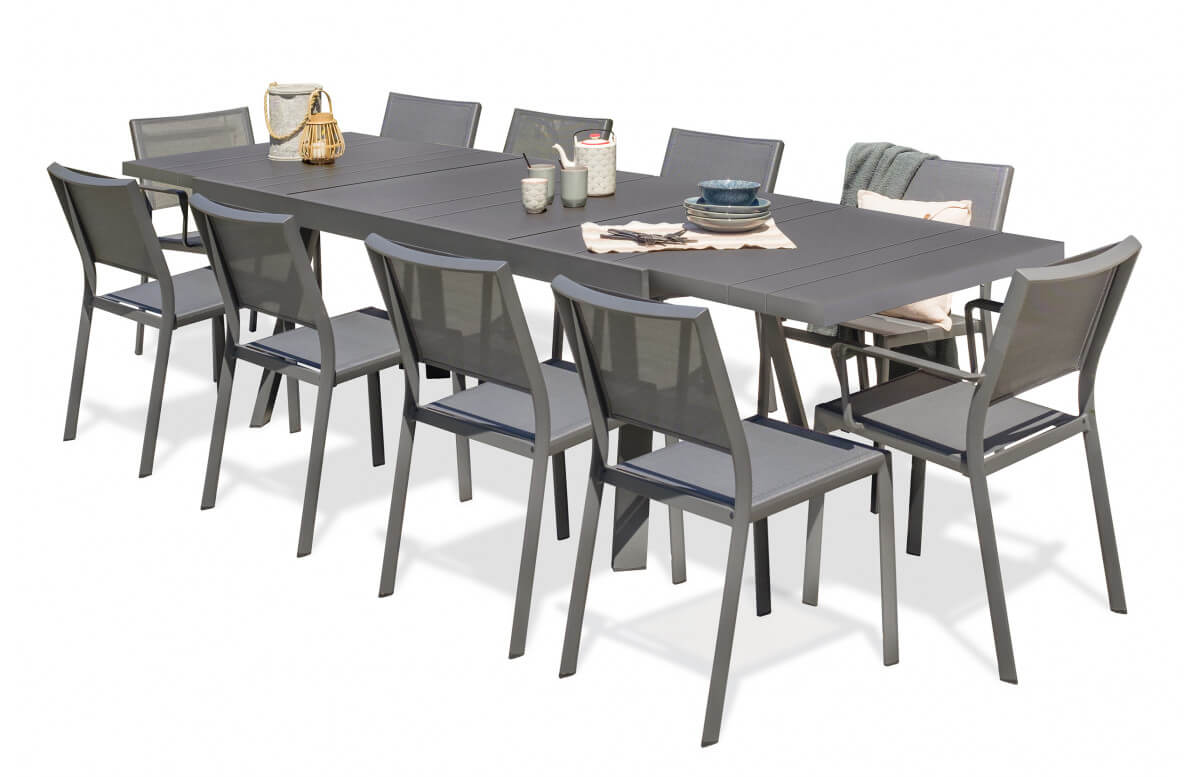 Ensemble table et chaises de jardin extensible en aluminium STOCKHOLM