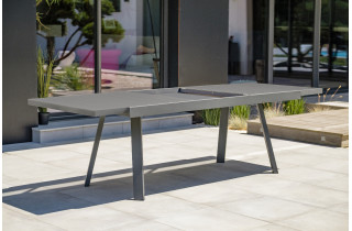 Table de jardin extensible STOCKHOLM en aluminium avec rallonge manuelle Anthracite 10/12 personnes DCB GARDEN