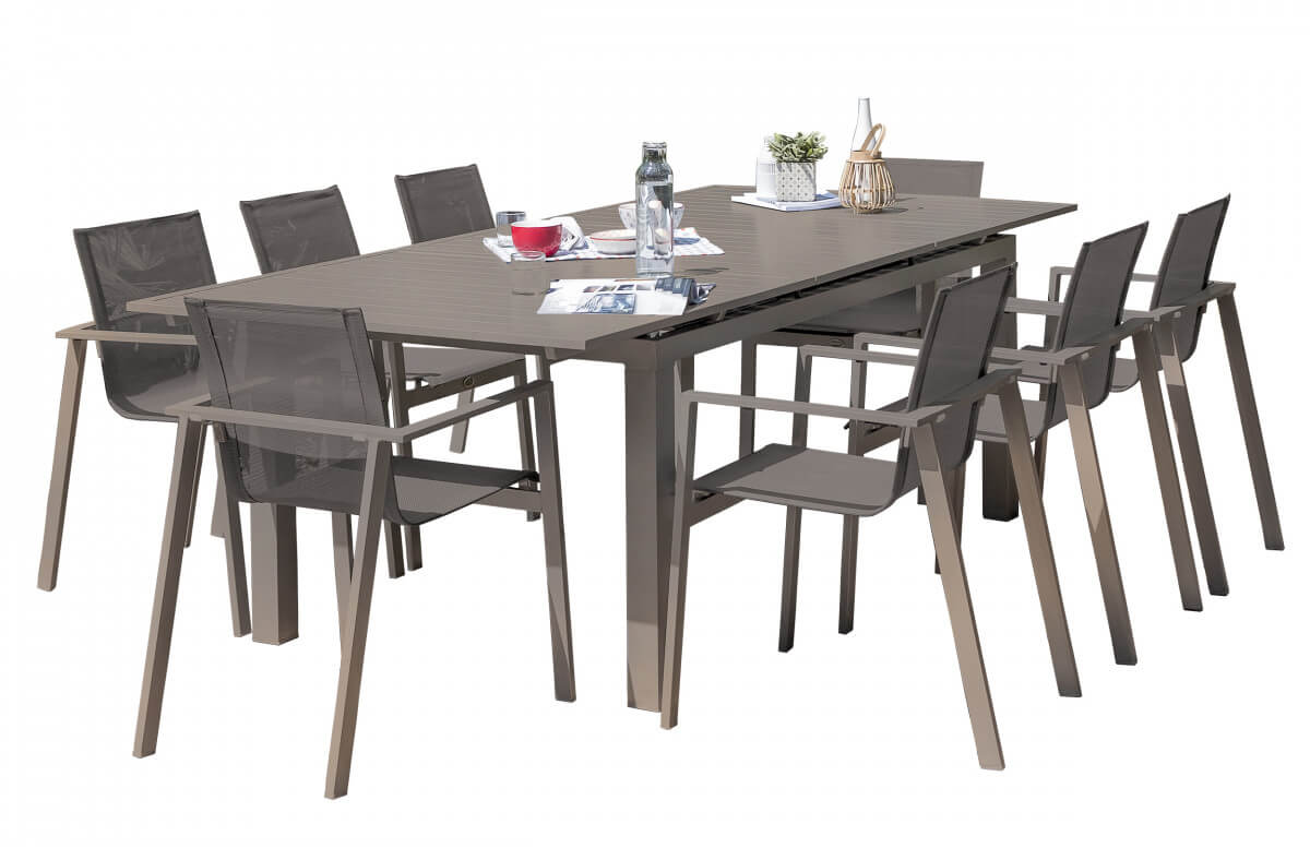 Ensemble table et chaises de jardin avec rallonge 8 personnes DCB Garden ZAHARA