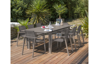 Ensemble table et chaises de jardin en aluminium DCB Garden 8 personnes sable