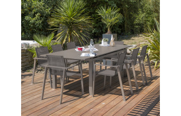 Ensemble table et chaises de jardin en aluminium DCB Garden 8 personnes sable Ensemble table et chaises de jardin en aluminium DCB Garden 8 personnes sable