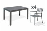 Ensemble table et fauteuils de jardin en aluminium anthracite 4 personnes City Garden Gaston