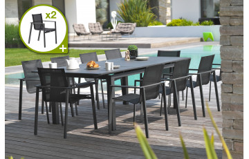 Ensemble table et chaises de jardin en aluminium DCB Garden 12 personnes Miami