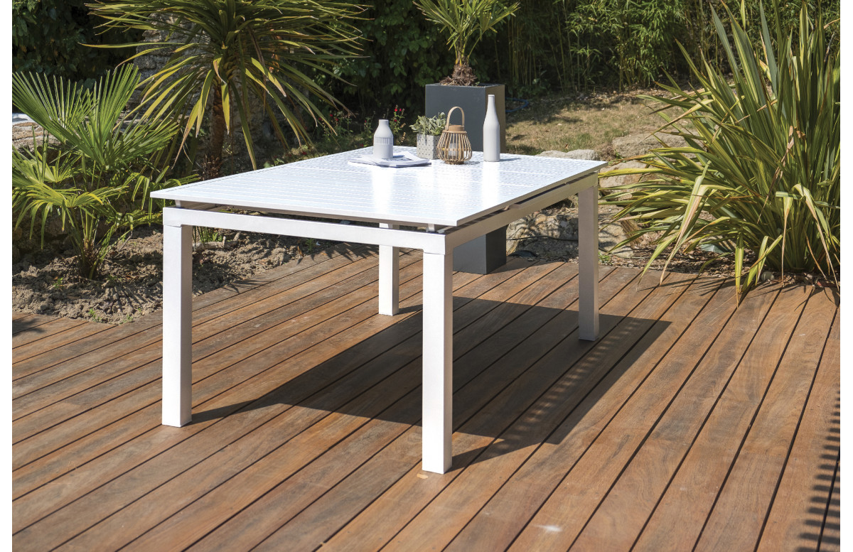 Table salon de jardin extensible en aluminium pour 12 personnes DCB Garden Mykonos blanche