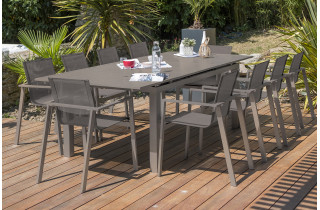 Ensemble table et chaises de jardin en aluminium DCB Garden 10 personnes sable